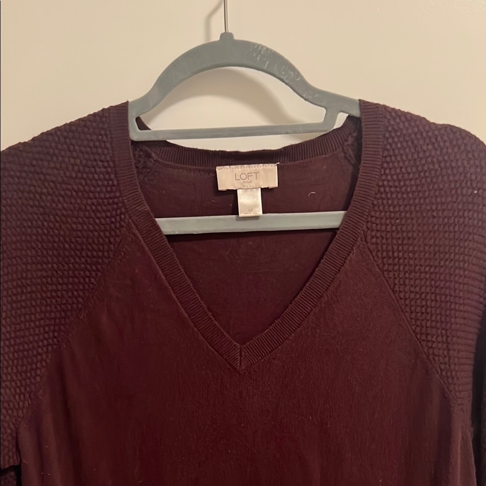 Loft - Women’s Burgundy V-Neck Sweater - Medium - Picture 3 of 7